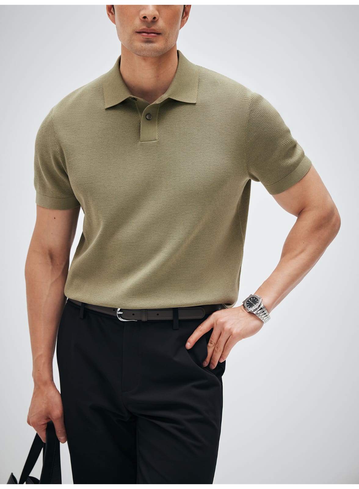 ITALIAN GENTLEMAN LUXURY SUMMER KNIT BREATHABLE POLO SHIRT