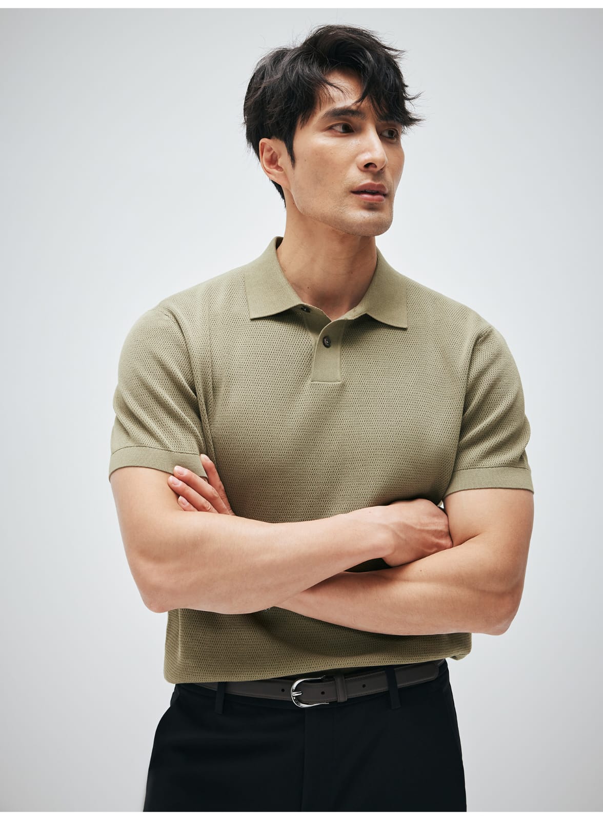 ITALIAN GENTLEMAN LUXURY SUMMER KNIT BREATHABLE POLO SHIRT