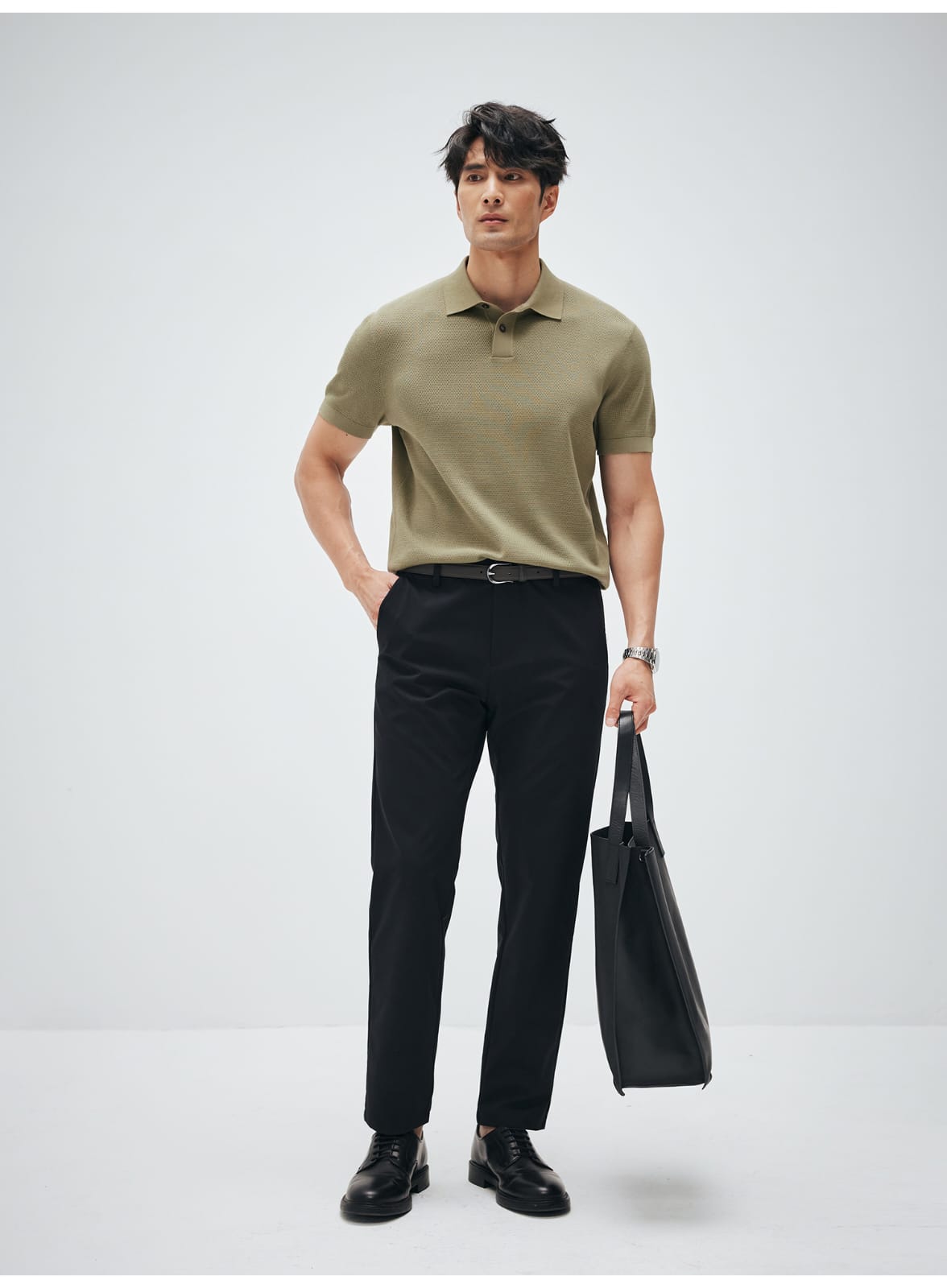 ITALIAN GENTLEMAN LUXURY SUMMER KNIT BREATHABLE POLO SHIRT