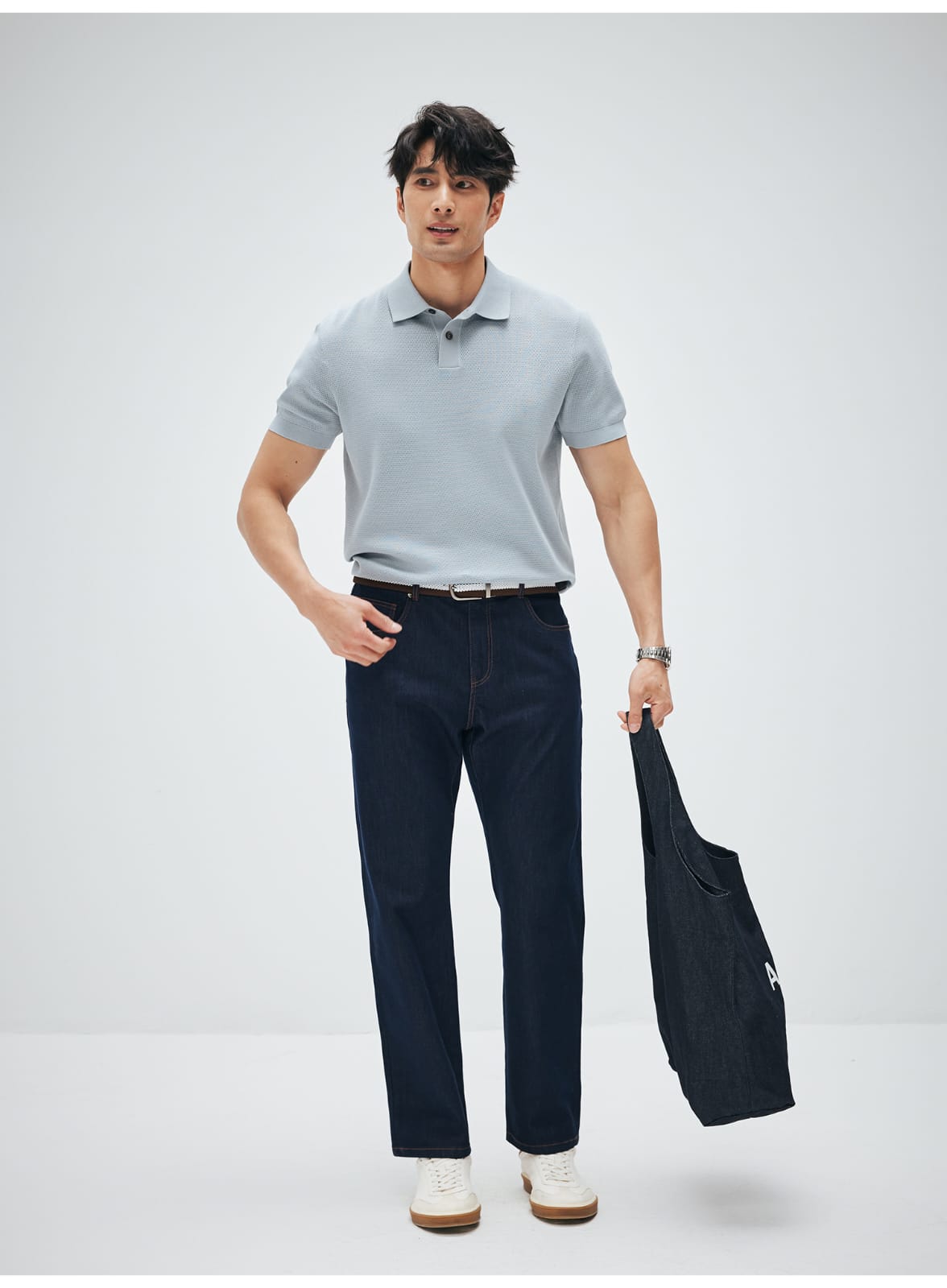 ITALIAN GENTLEMAN LUXURY SUMMER KNIT BREATHABLE POLO SHIRT