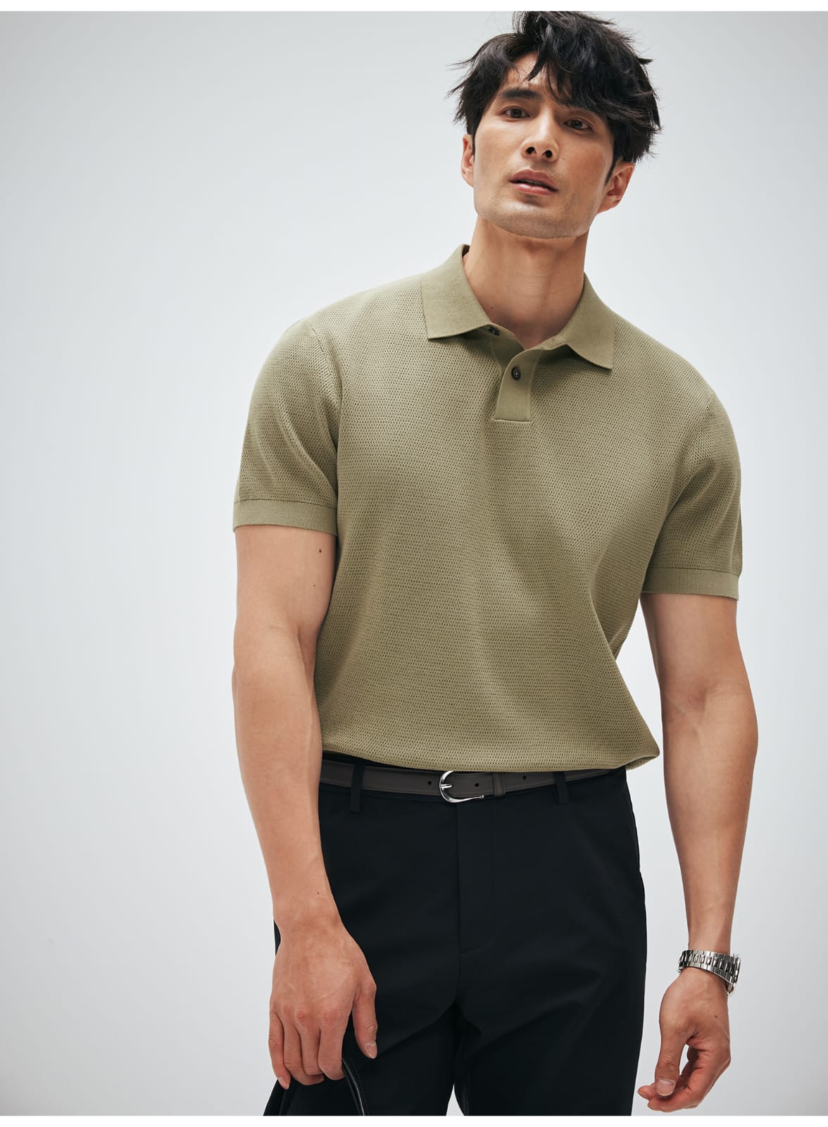 ITALIAN GENTLEMAN LUXURY SUMMER KNIT BREATHABLE POLO SHIRT