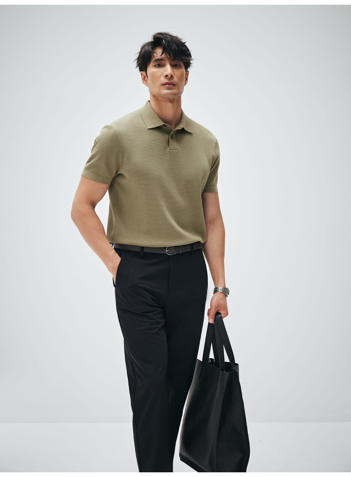 ITALIAN GENTLEMAN LUXURY SUMMER KNIT BREATHABLE POLO SHIRT