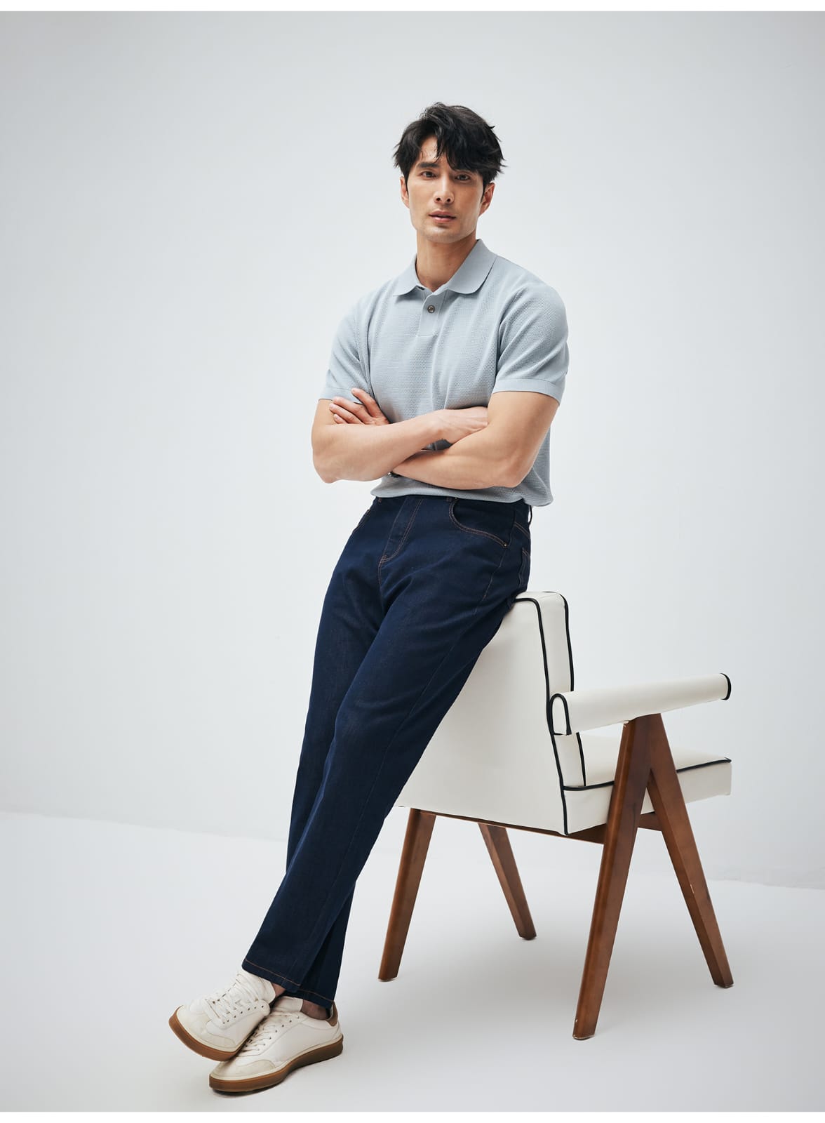 ITALIAN GENTLEMAN LUXURY SUMMER KNIT BREATHABLE POLO SHIRT