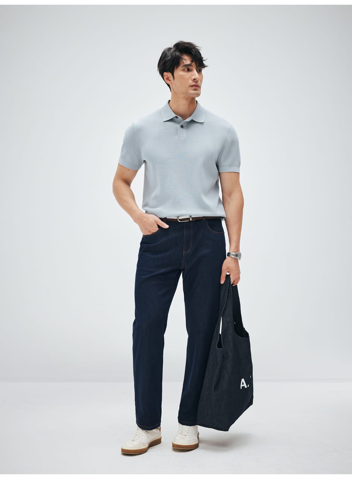ITALIAN GENTLEMAN LUXURY SUMMER KNIT BREATHABLE POLO SHIRT