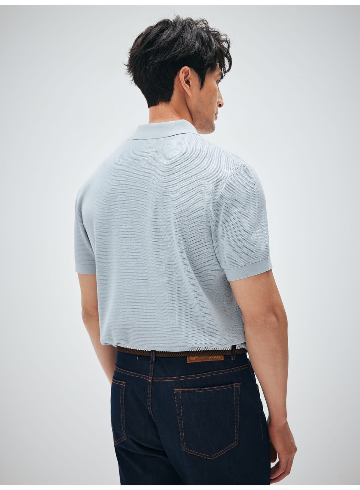 ITALIAN GENTLEMAN LUXURY SUMMER KNIT BREATHABLE POLO SHIRT