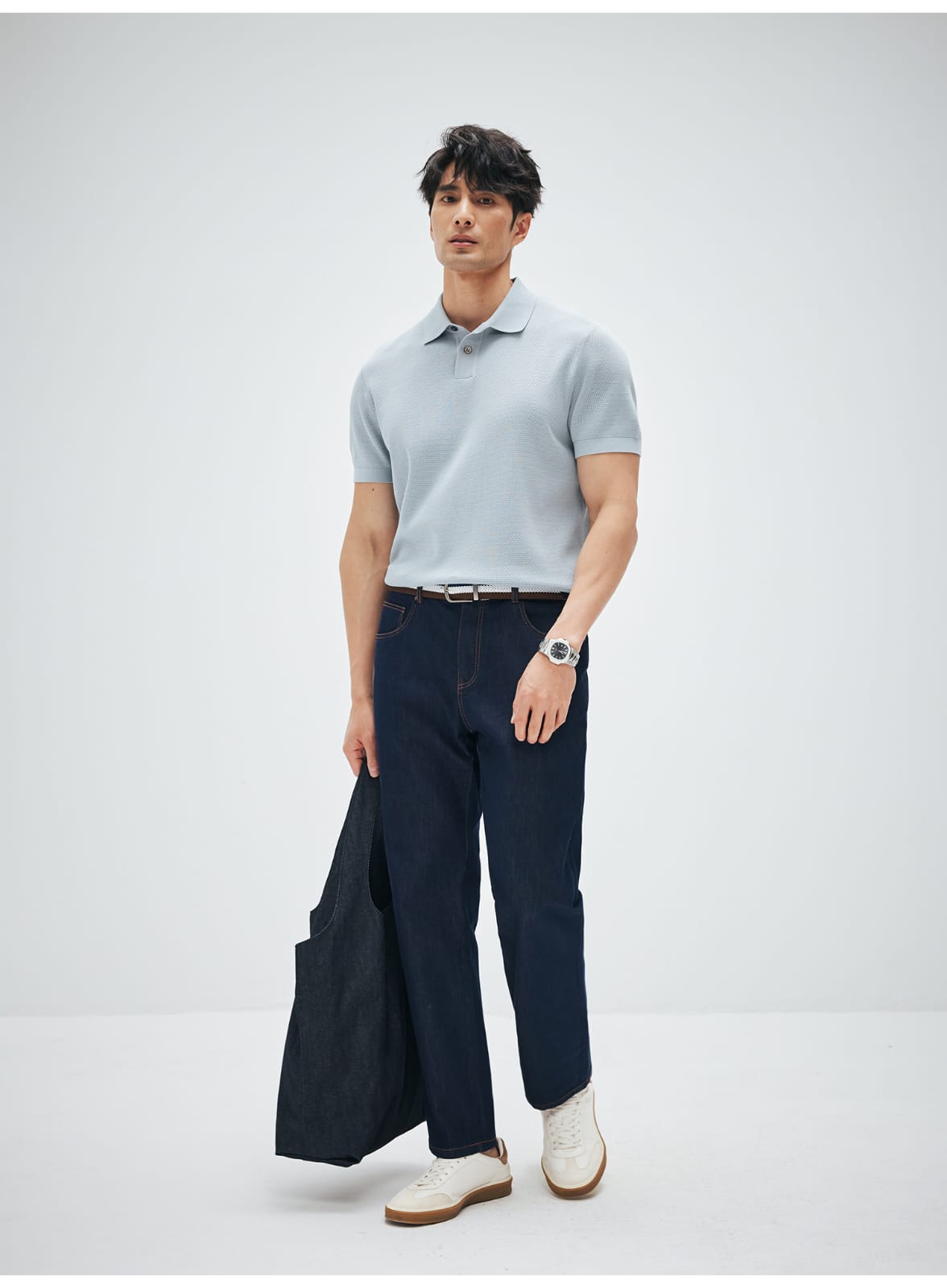 ITALIAN GENTLEMAN LUXURY SUMMER KNIT BREATHABLE POLO SHIRT