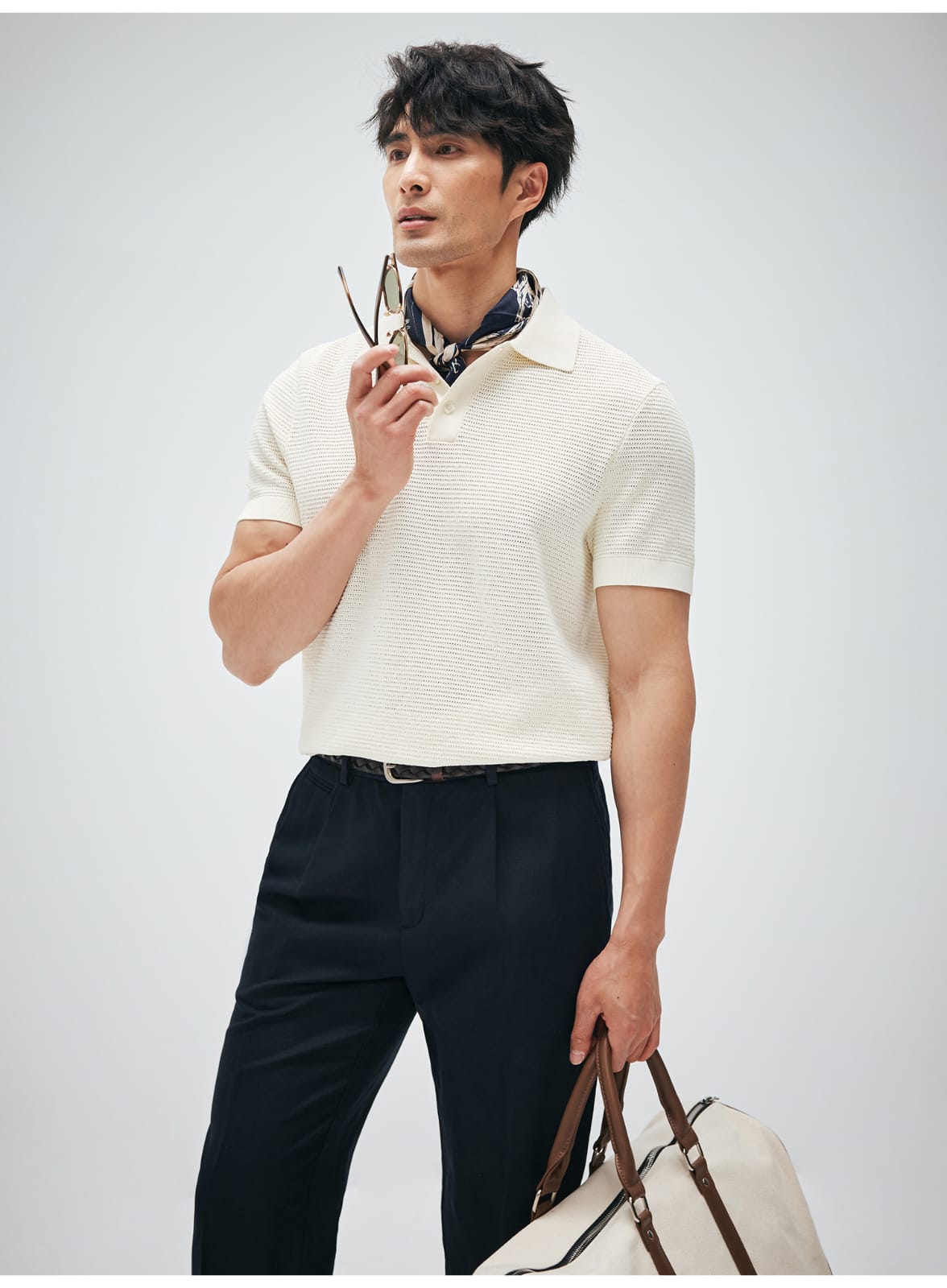 ELEGANT RETRO TEXTURED KNIT POLO SHIRT