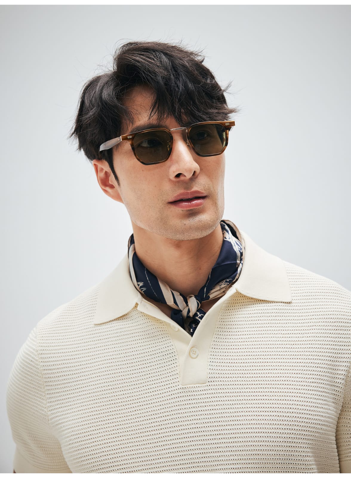 ELEGANT RETRO TEXTURED KNIT POLO SHIRT