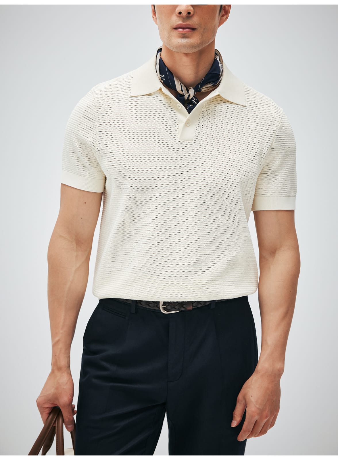 ELEGANT RETRO TEXTURED KNIT POLO SHIRT