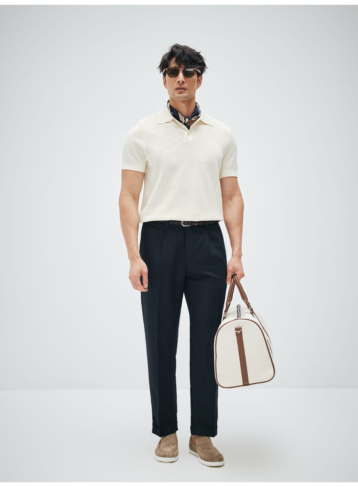 ELEGANT RETRO TEXTURED KNIT POLO SHIRT