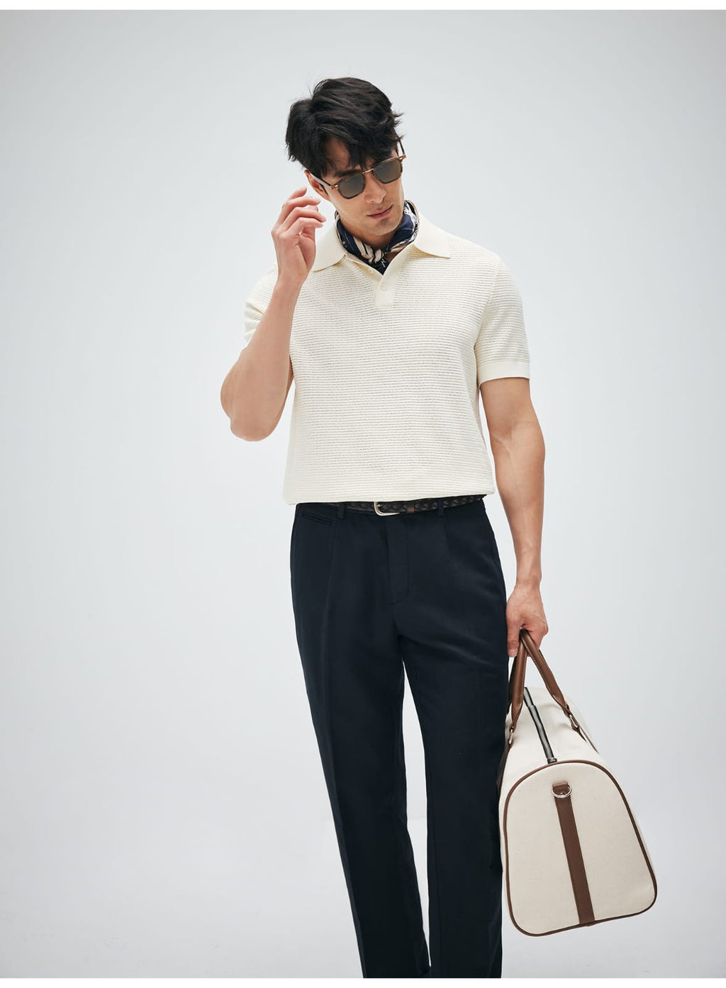 ELEGANT RETRO TEXTURED KNIT POLO SHIRT
