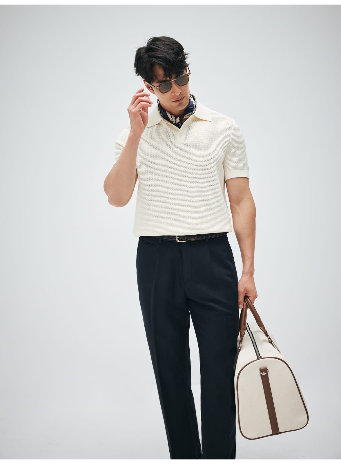 ELEGANT RETRO TEXTURED KNIT POLO SHIRT