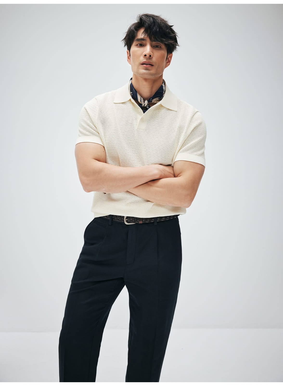 ELEGANT RETRO TEXTURED KNIT POLO SHIRT