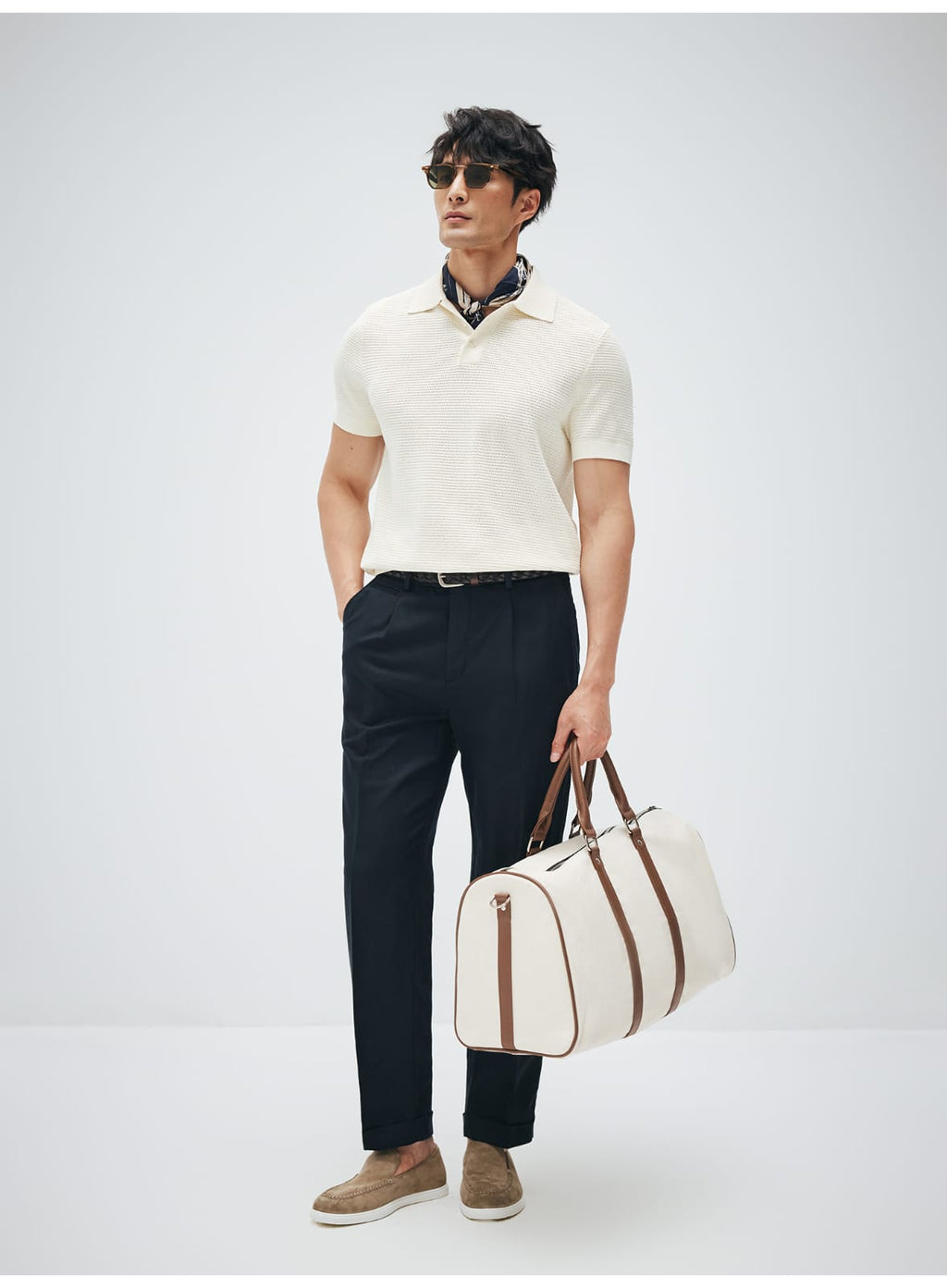 ELEGANT RETRO TEXTURED KNIT POLO SHIRT