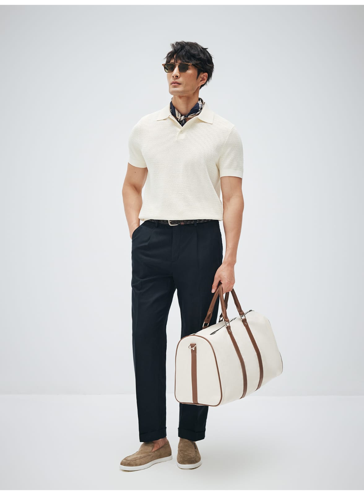 ELEGANT RETRO TEXTURED KNIT POLO SHIRT
