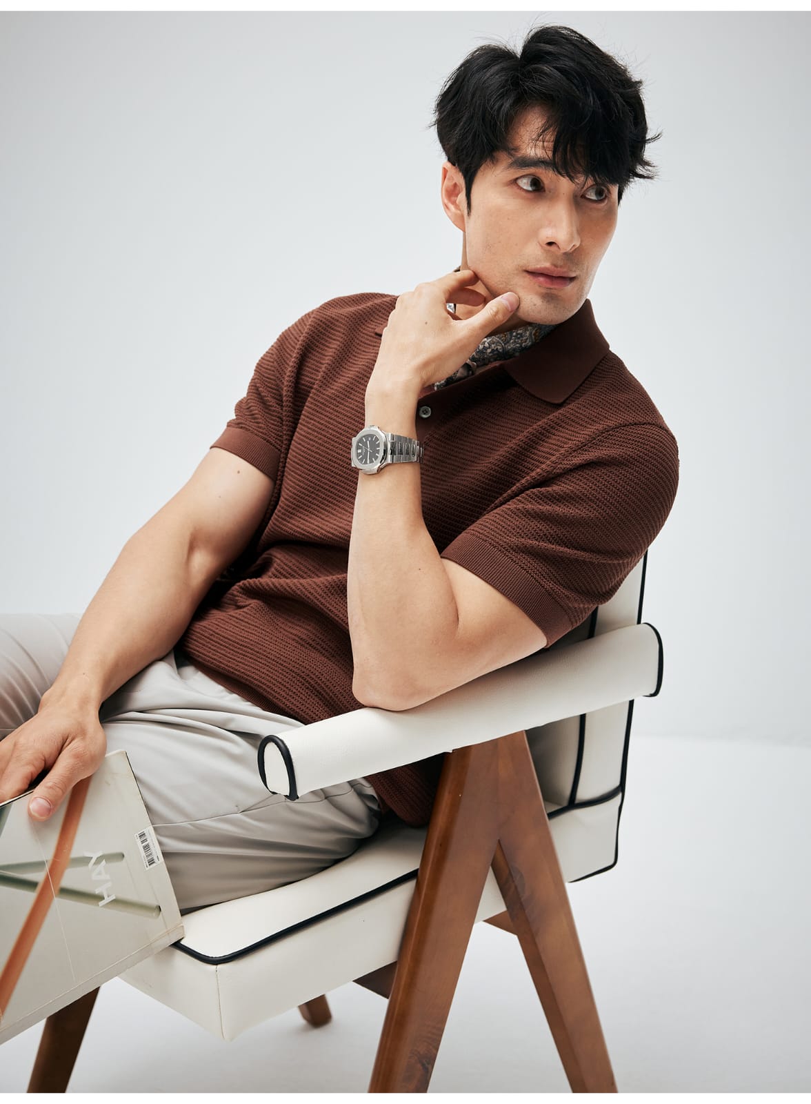 ELEGANT RETRO TEXTURED KNIT POLO SHIRT