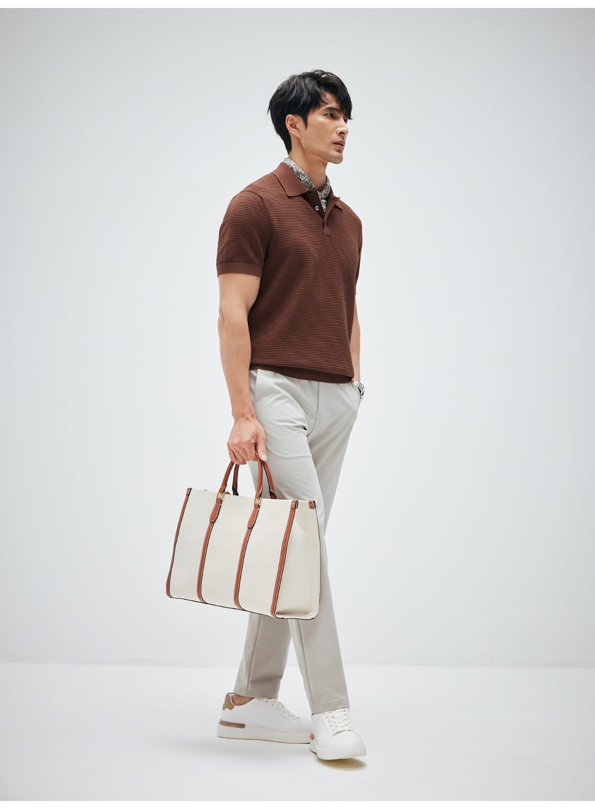 ELEGANT RETRO TEXTURED KNIT POLO SHIRT