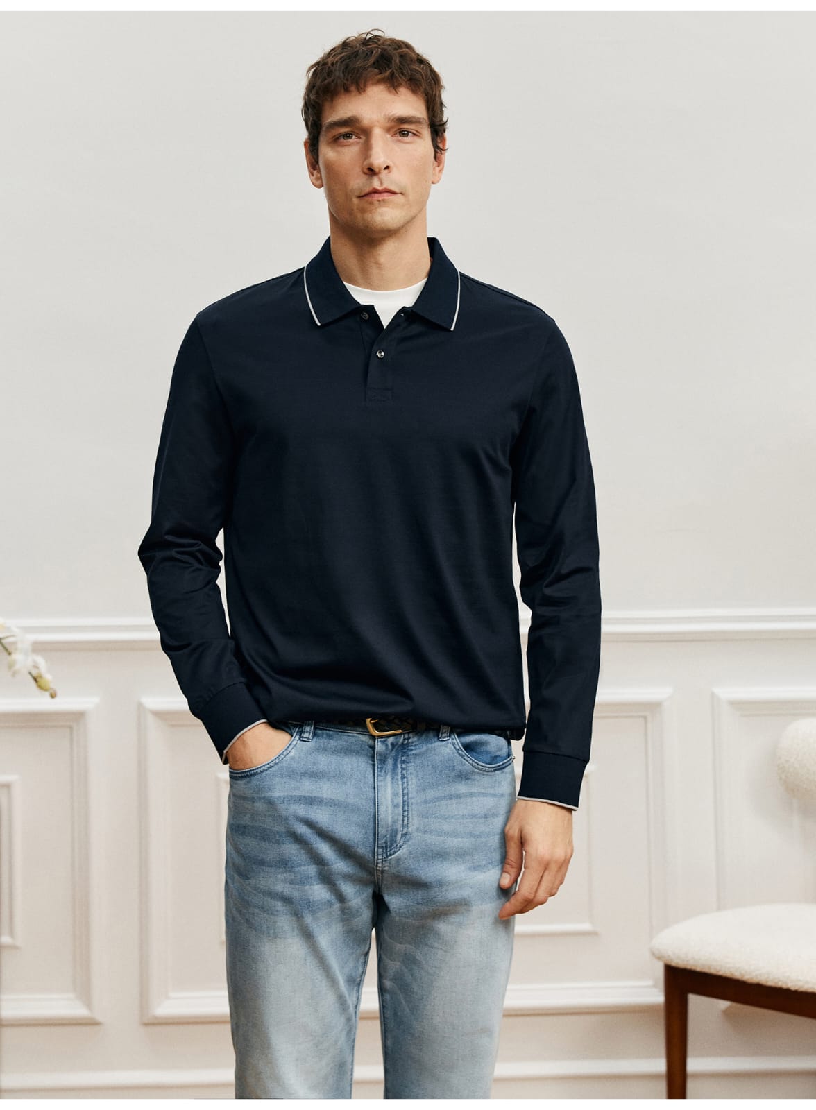 PREMIUM LONG-SLEEVE SUPIMA COTTON POLO SHIRT