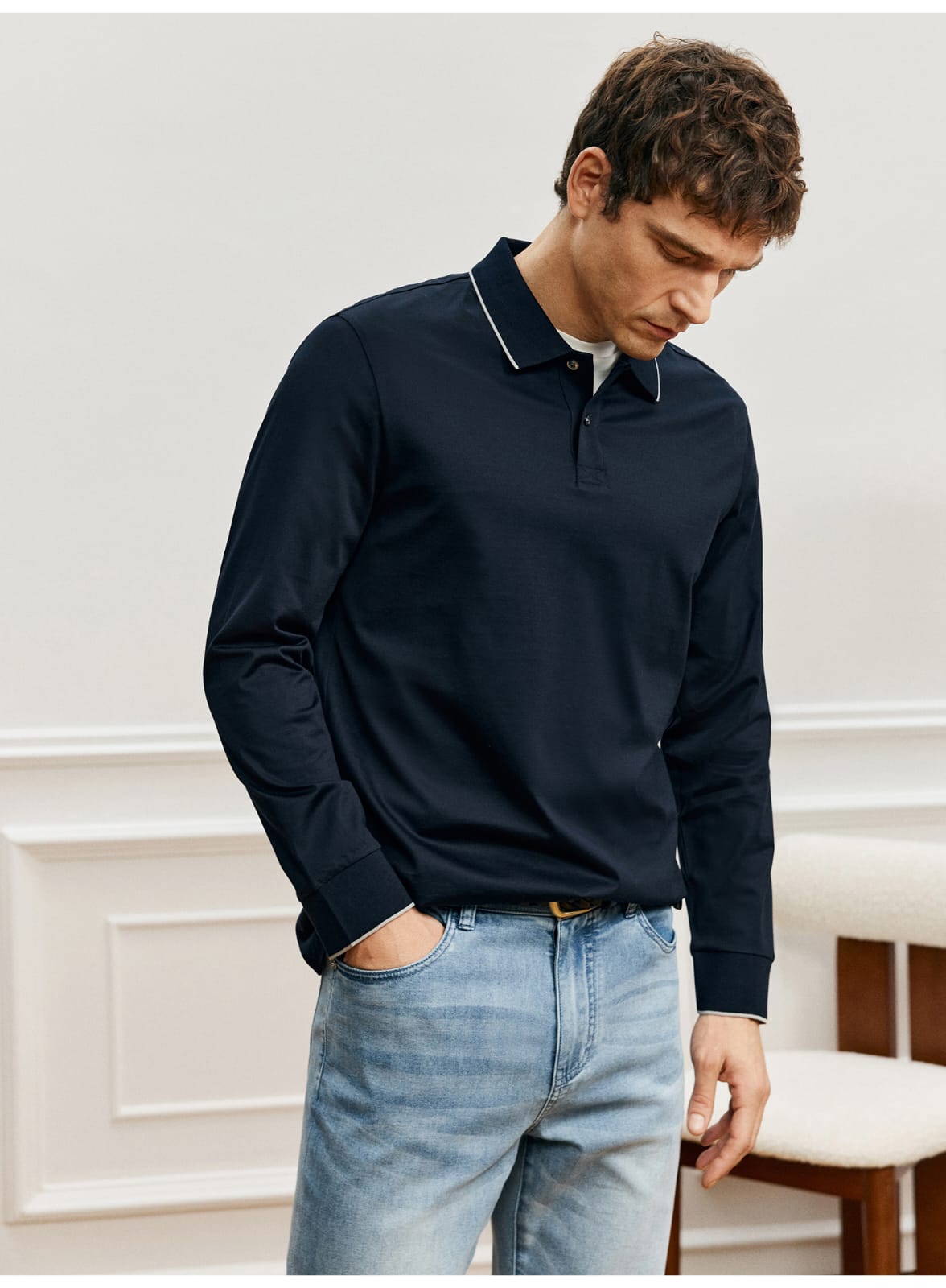 PREMIUM LONG-SLEEVE SUPIMA COTTON POLO SHIRT