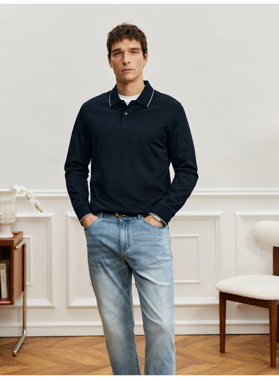 PREMIUM LONG-SLEEVE SUPIMA COTTON POLO SHIRT