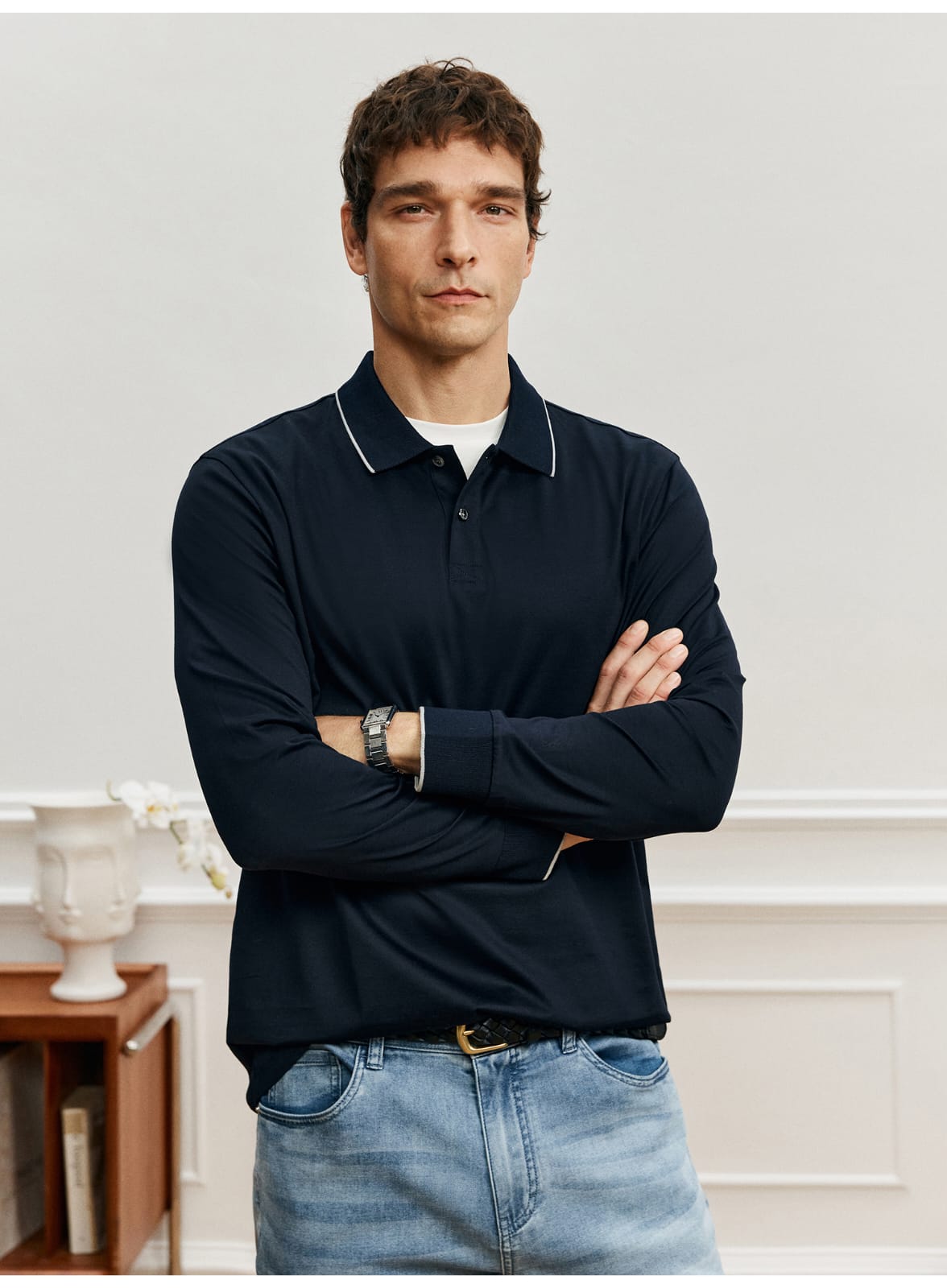PREMIUM LONG-SLEEVE SUPIMA COTTON POLO SHIRT