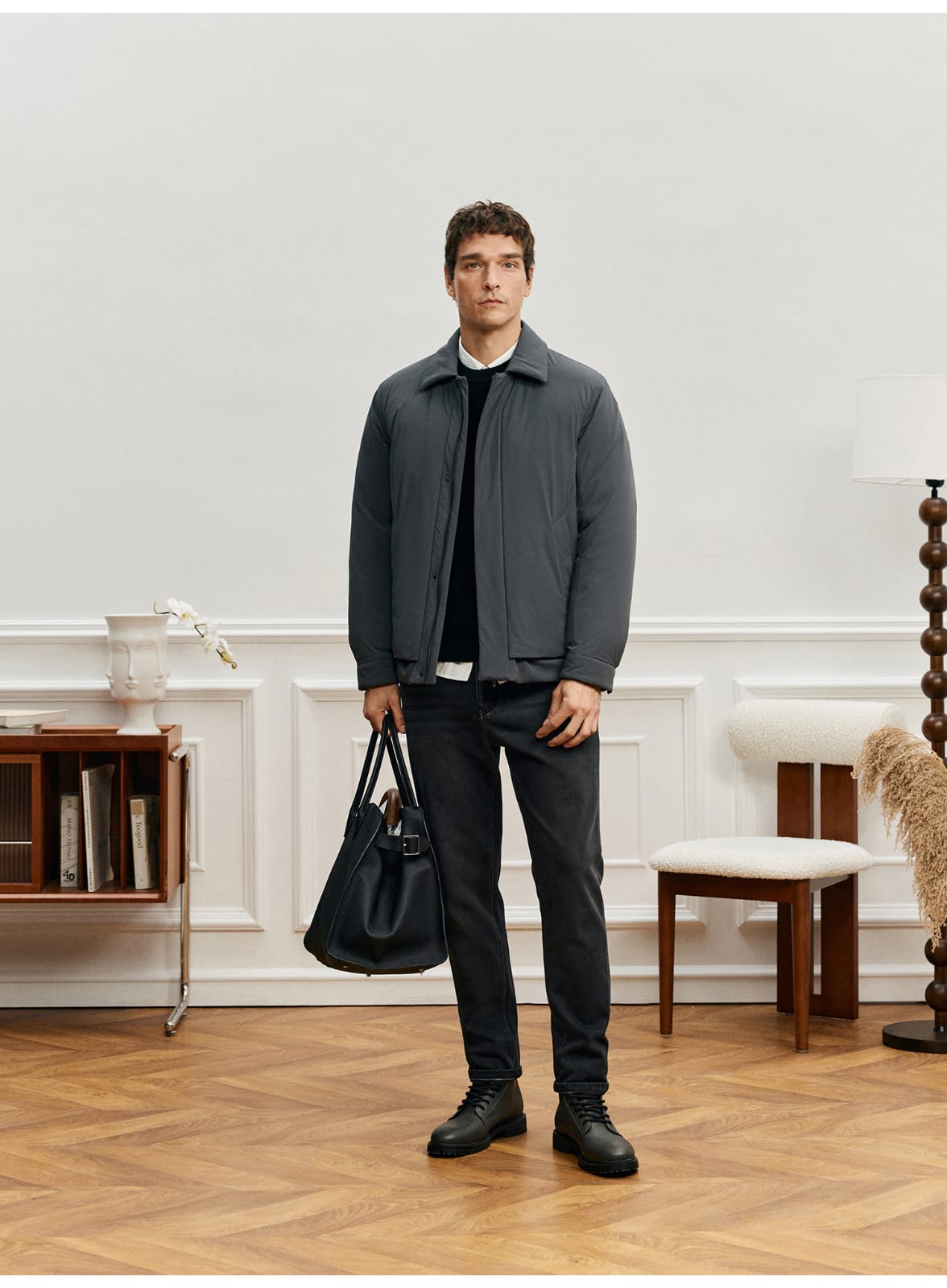 MODERN MINIMALIST LIGHTWEIGHT PADDED GRAY JACKET