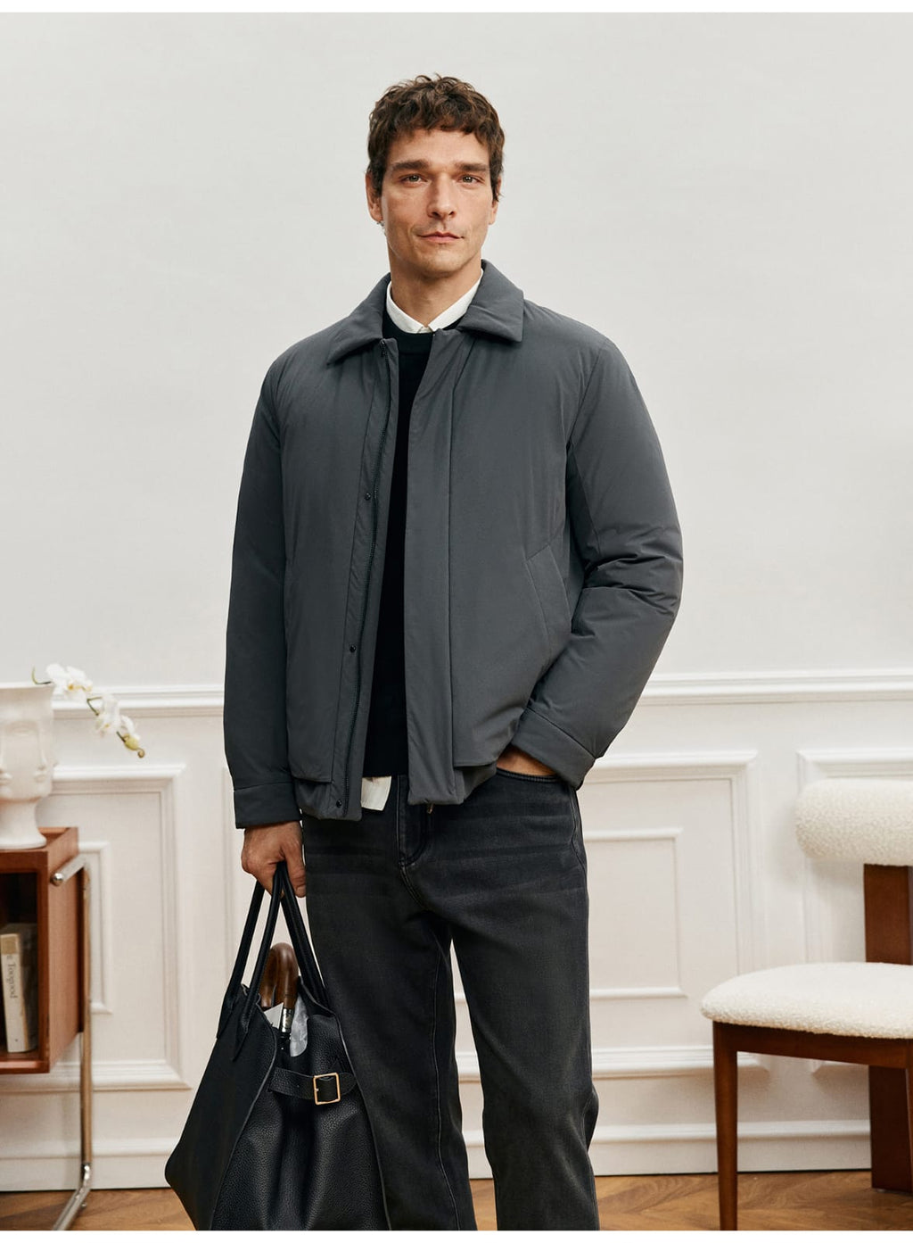 MODERN MINIMALIST LIGHTWEIGHT PADDED GRAY JACKET