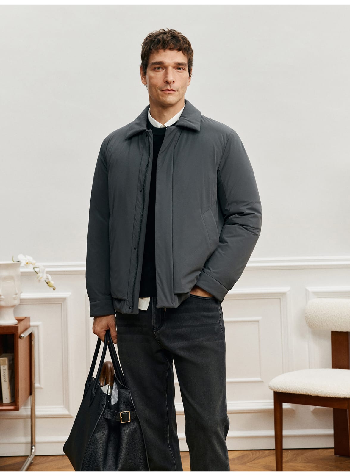 MODERN MINIMALIST LIGHTWEIGHT PADDED GRAY JACKET