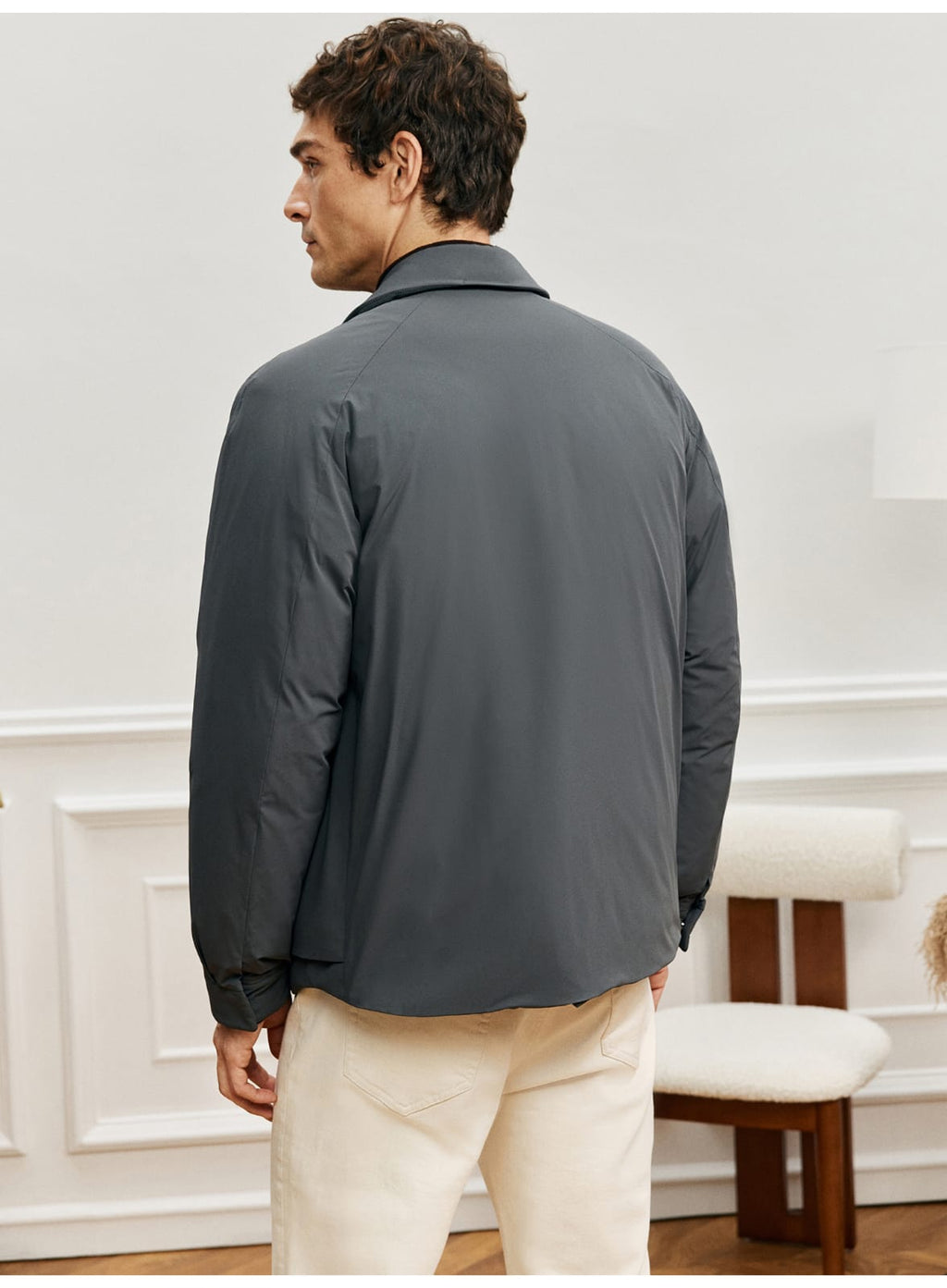 MODERN MINIMALIST LIGHTWEIGHT PADDED GRAY JACKET