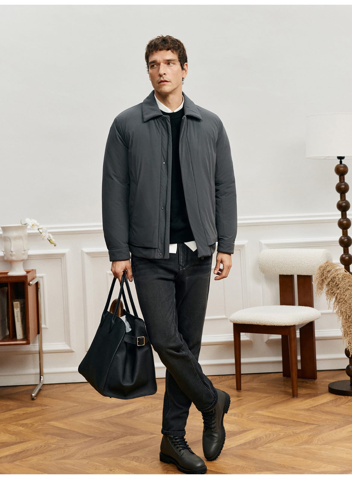 MODERN MINIMALIST LIGHTWEIGHT PADDED GRAY JACKET