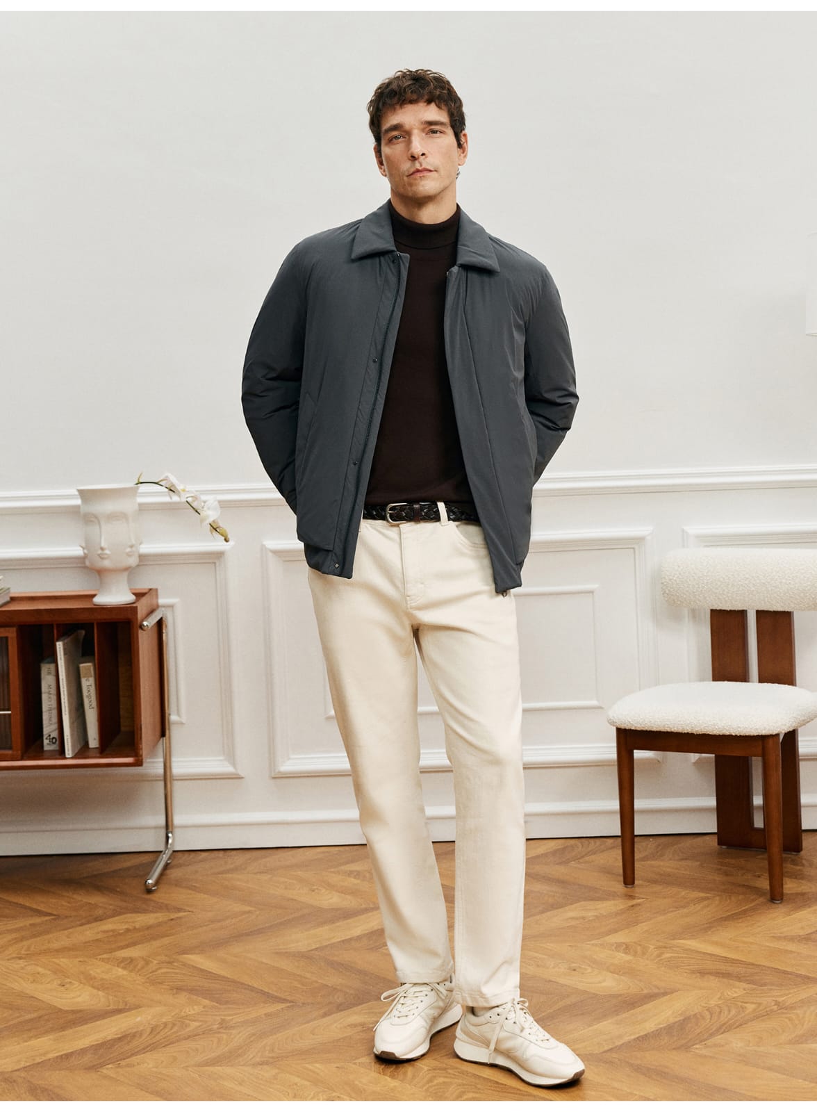 MODERN MINIMALIST LIGHTWEIGHT PADDED GRAY JACKET
