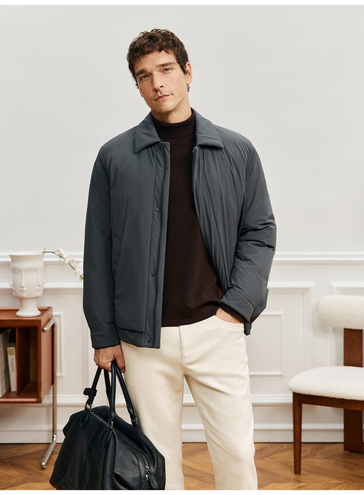 MODERN MINIMALIST LIGHTWEIGHT PADDED GRAY JACKET