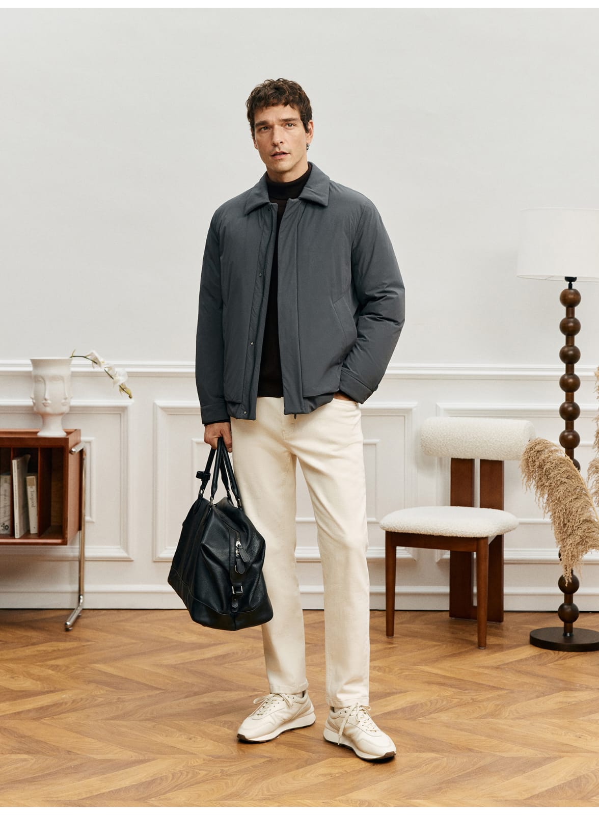MODERN MINIMALIST LIGHTWEIGHT PADDED GRAY JACKET