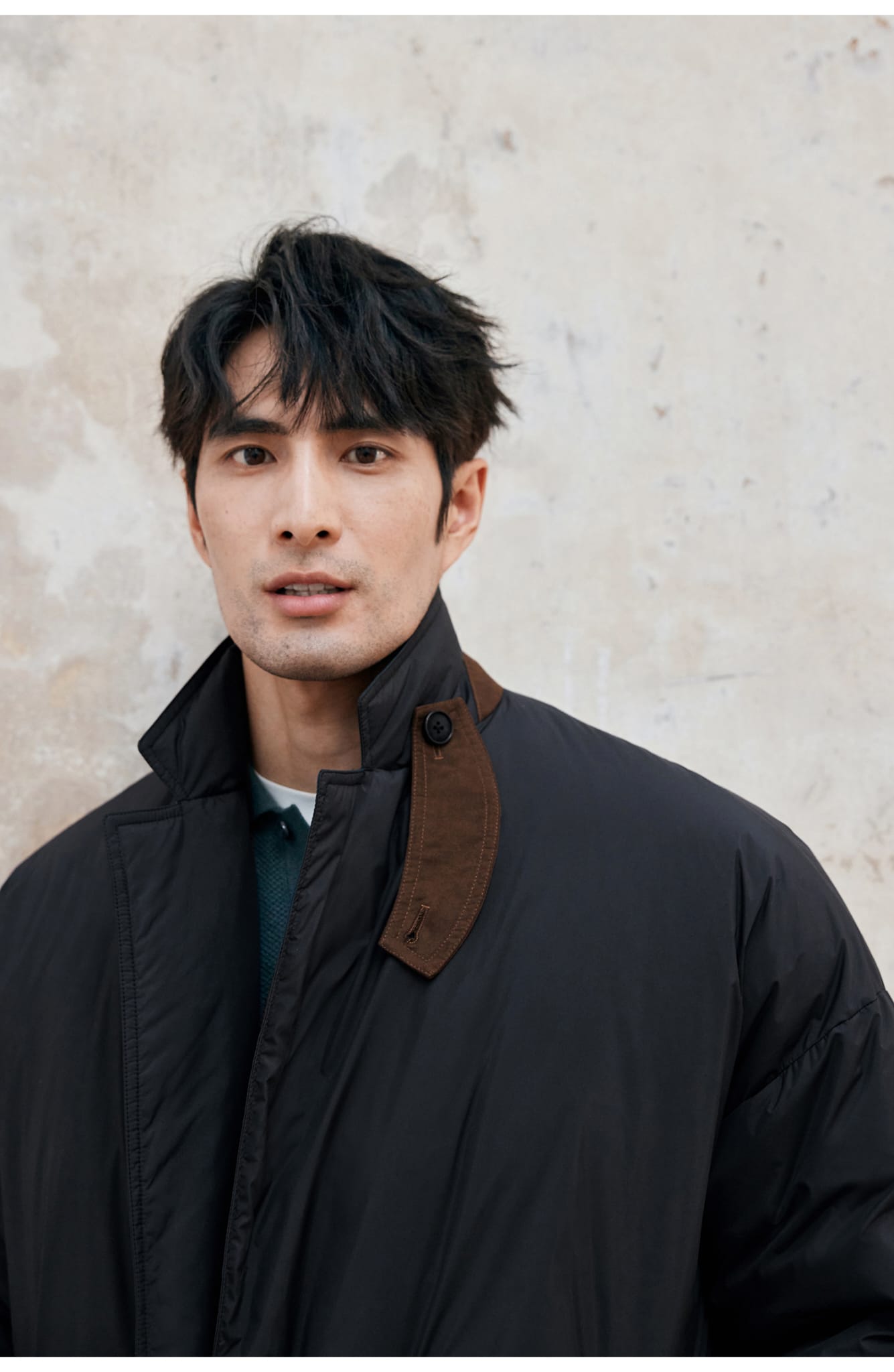 LONG PADDED TRENCH COAT BLACK OUTERWEAR JACKET