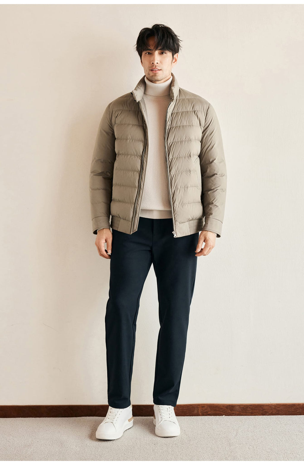 CLASSIC QUILTED DOWN LIGHT BEIGE JACKET