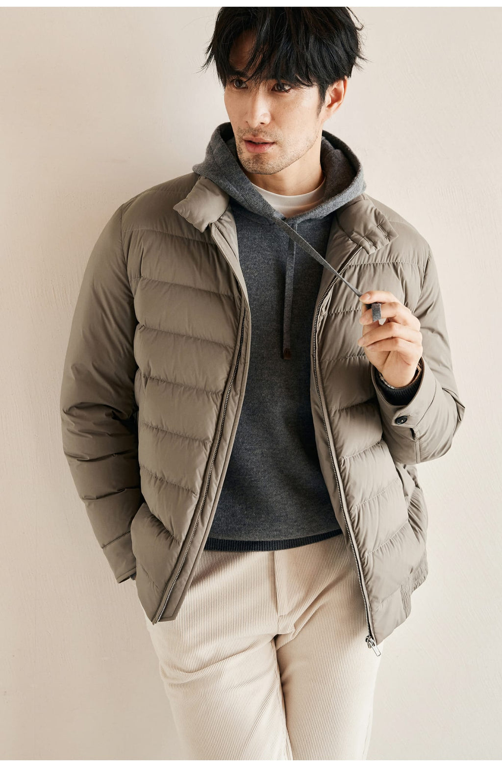 CLASSIC QUILTED DOWN LIGHT BEIGE JACKET