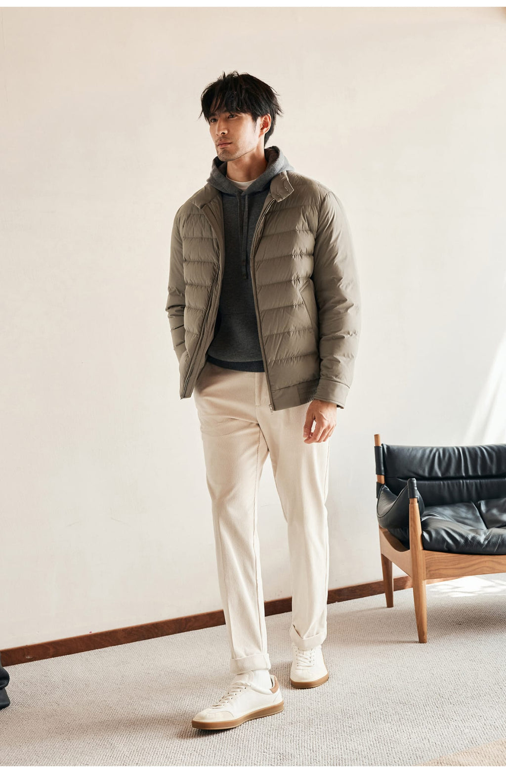 CLASSIC QUILTED DOWN LIGHT BEIGE JACKET