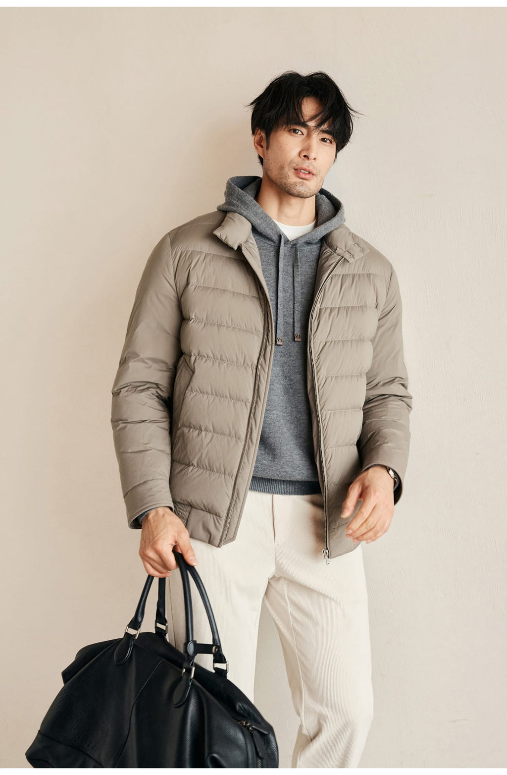 CLASSIC QUILTED DOWN LIGHT BEIGE JACKET