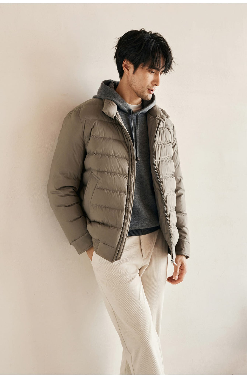 CLASSIC QUILTED DOWN LIGHT BEIGE JACKET