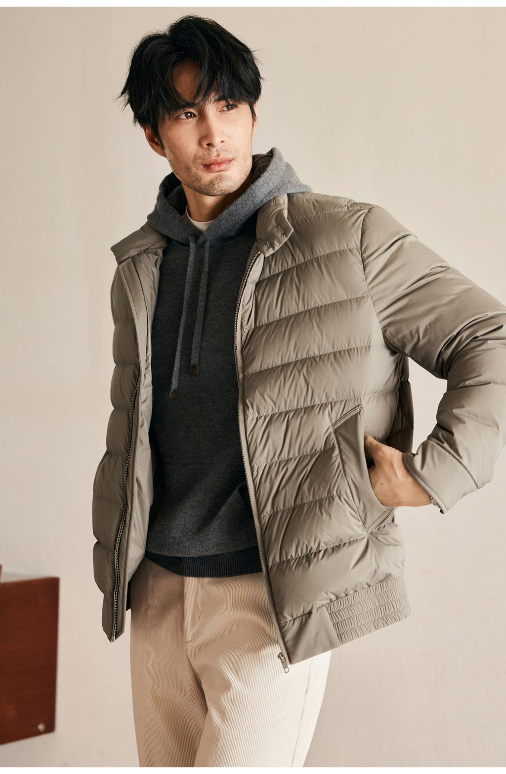 CLASSIC QUILTED DOWN LIGHT BEIGE JACKET