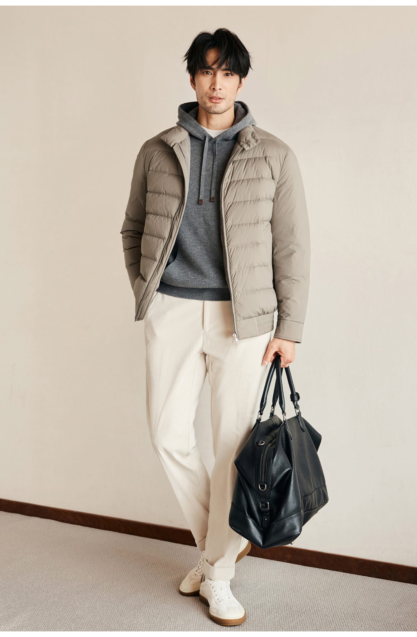 CLASSIC QUILTED DOWN LIGHT BEIGE JACKET