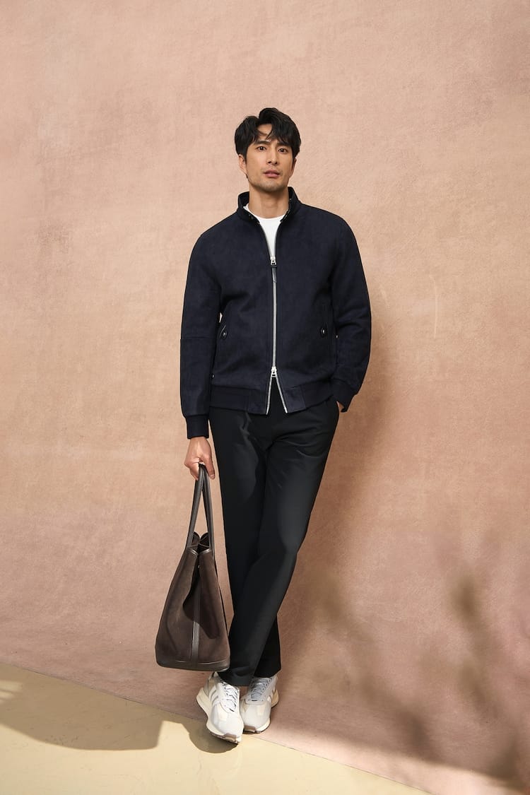 PREMIUM COLLAR & ZIP CLOSURE FAUX SUEDE BOMBER JACKET