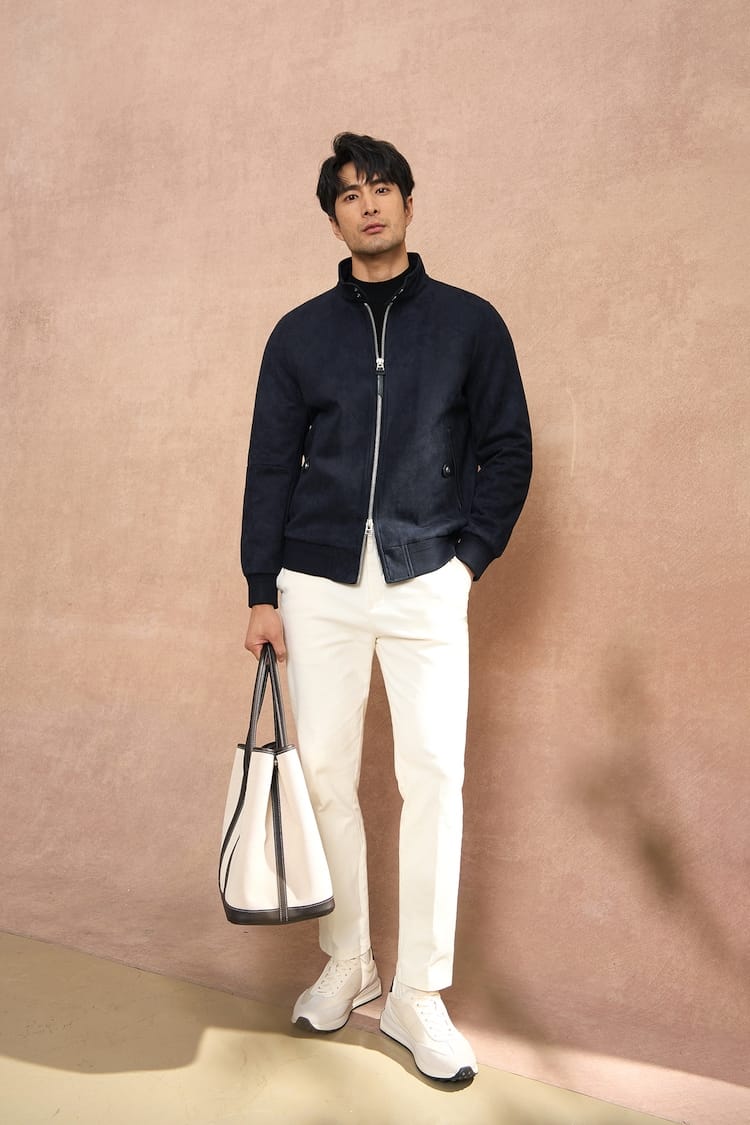 PREMIUM COLLAR & ZIP CLOSURE FAUX SUEDE BOMBER JACKET