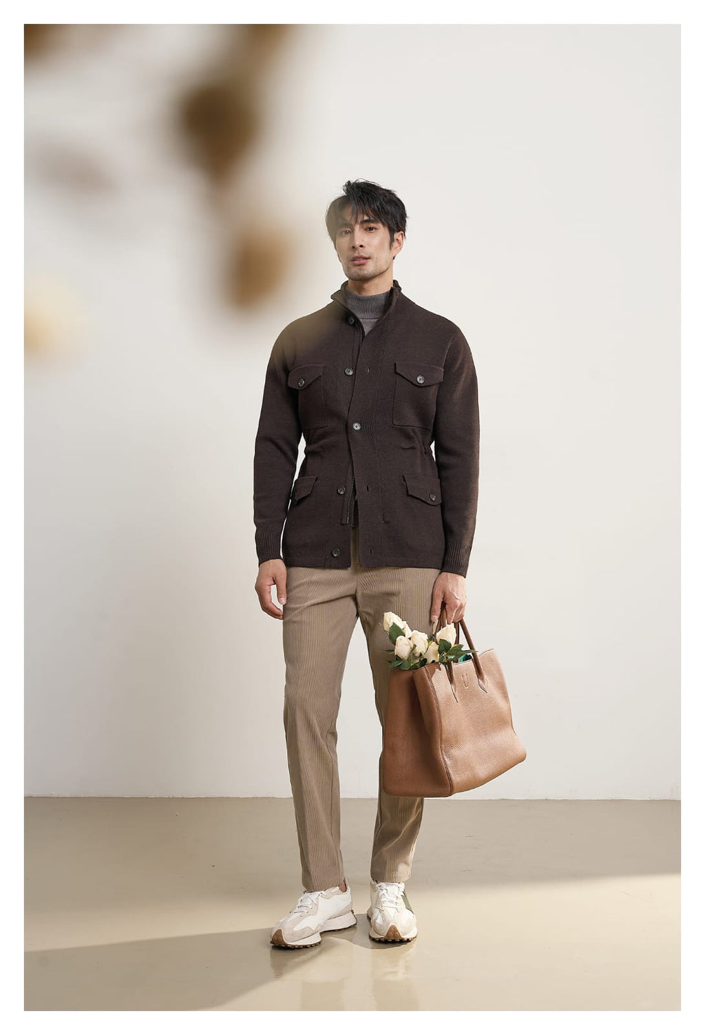 MEN’S LUXURY HEAVY-KNIT UTILITY FIELD JACKET