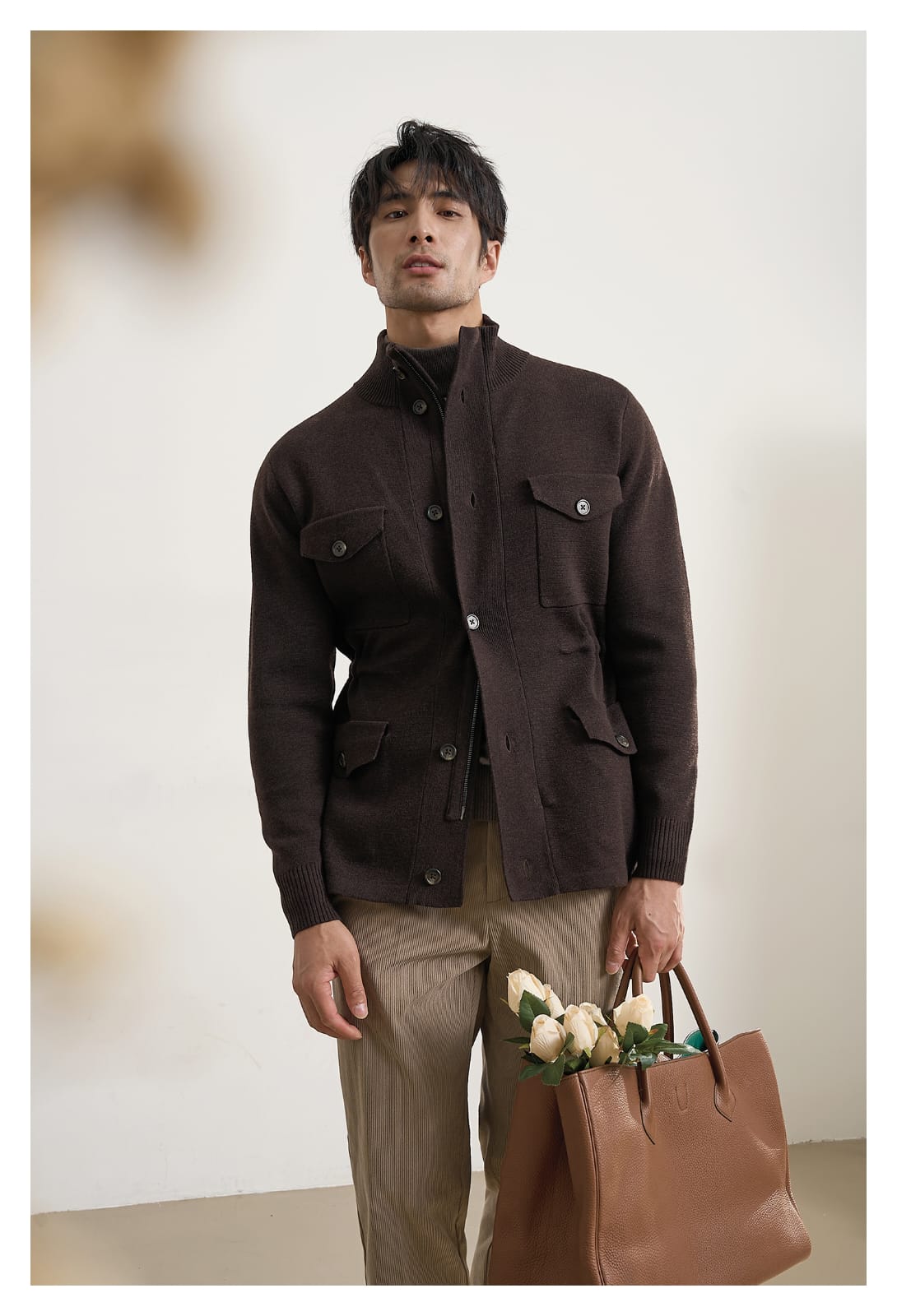 MEN’S LUXURY HEAVY-KNIT UTILITY FIELD JACKET