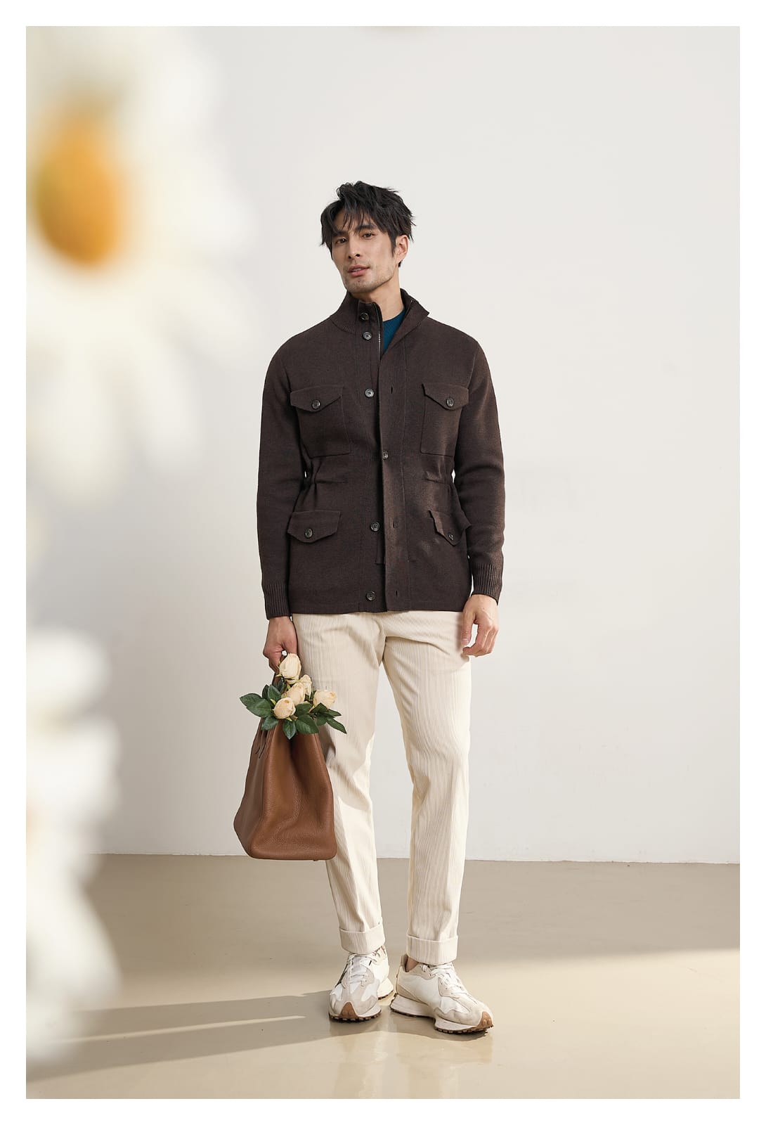 MEN’S LUXURY HEAVY-KNIT UTILITY FIELD JACKET