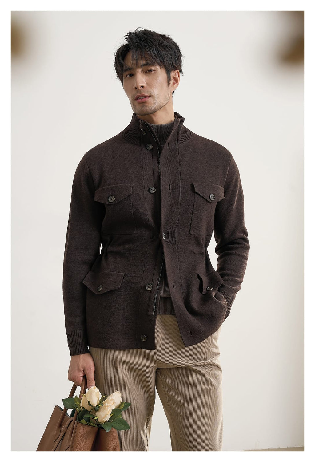 MEN’S LUXURY HEAVY-KNIT UTILITY FIELD JACKET
