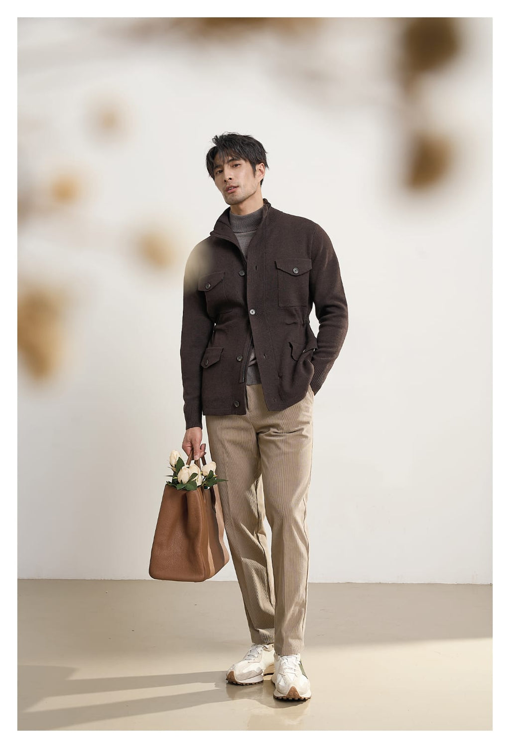 MEN’S LUXURY HEAVY-KNIT UTILITY FIELD JACKET