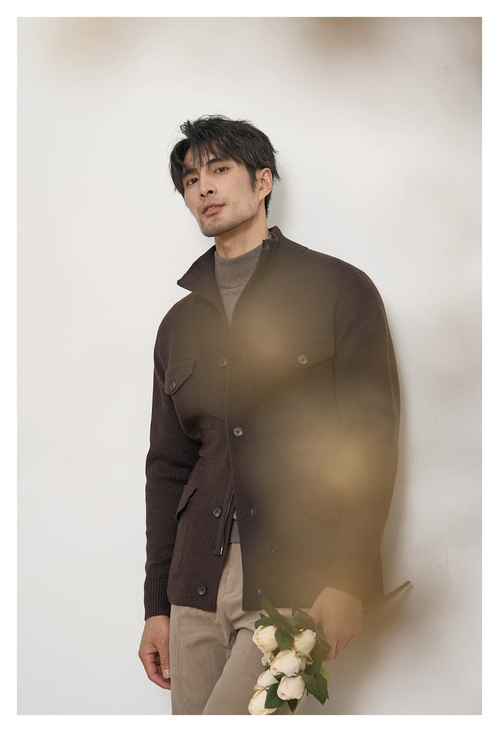 MEN’S LUXURY HEAVY-KNIT UTILITY FIELD JACKET