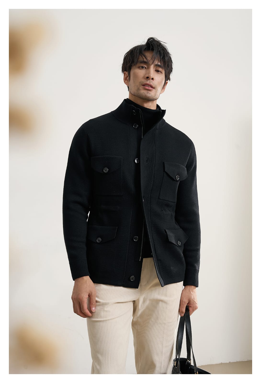 MEN’S LUXURY HEAVY-KNIT UTILITY FIELD JACKET